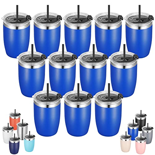 Stainless Steel 12 oz Tumblers bulk Vacuum Insulated Double Wall Travel Tumbler with Lid and Straw Reusable Tumbler (12 Count)