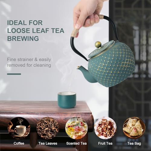 Cast Iron Teapot for Stove Top with Stainless Steel Infuser