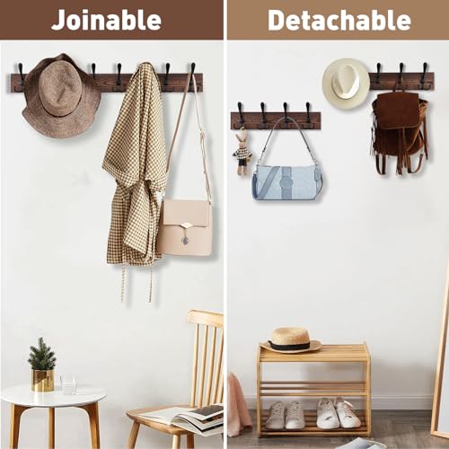 32.2'' Large Coat Rack Wall Mount Coat Hooks Coat Hanger with 8 Metal Black Triple