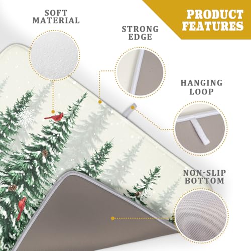 Winter Green Pine Tree Dish Drying Mat for Kitchen Counter