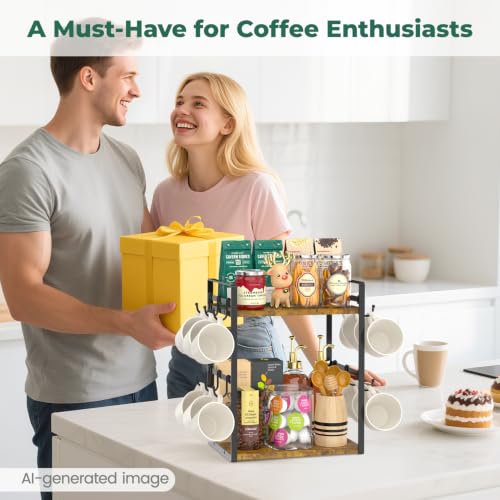 Coffee Station Bar Organizer Mug Holder Stand Countertop