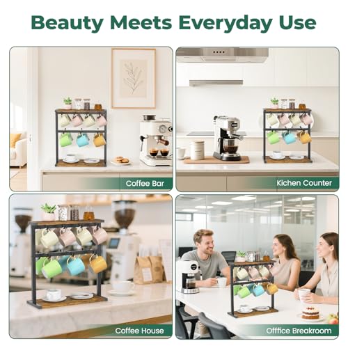 Coffee Mug Holder Cup Tree Rack for Coffee Bar Countertop
