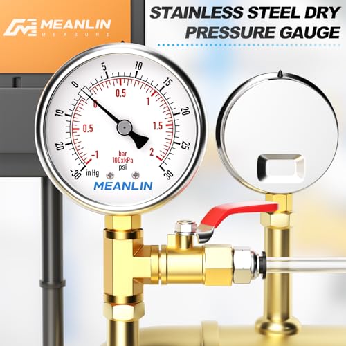 30inHG~30Psi Vacuum Gauge Stainless Steel 1