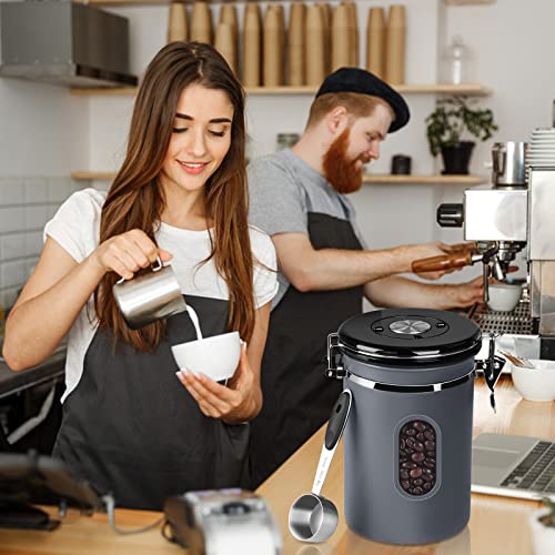 2800ML Coffee Canister with Date Tracker&Transparent Window