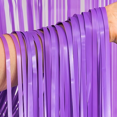 Purple Streamers Party Backdrop Pastel Fringe Curtains (2 Count)