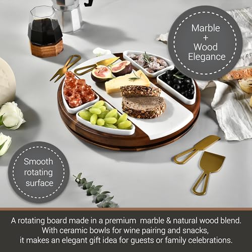 Upgraded Lazy Susan Cheese Cutting Board Set