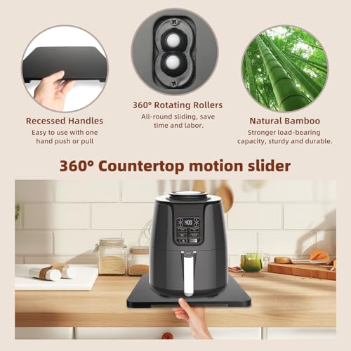 360°Rolling Tray Bamboo Kitchen Appliance Slider for Coffee Maker Pot