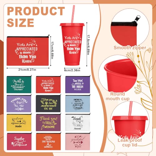 12 Sets Employee Appreciation Gifts Bulk with Inspirational Plastic Cup (72 Count)