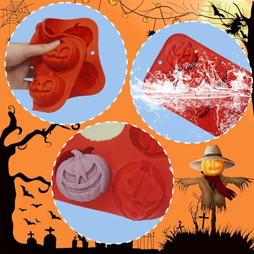 2Pcs Halloween Pumpkin Molds Silicone for Chocolate Candy