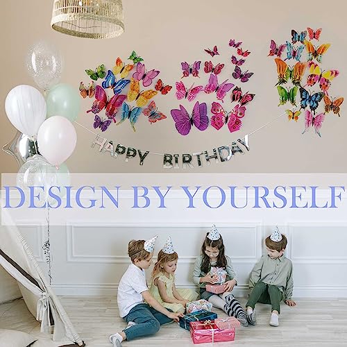 3D Butterfly Wall Decor Butterfly Decorations Stickers with Magnets (24 Count)