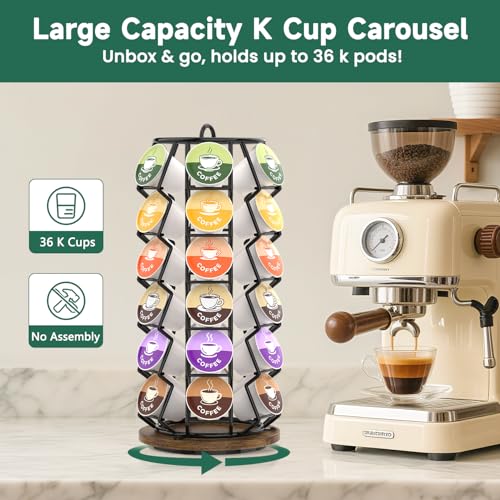 K Cup Coffee Pod Holder Organizer Carousel for Counter
