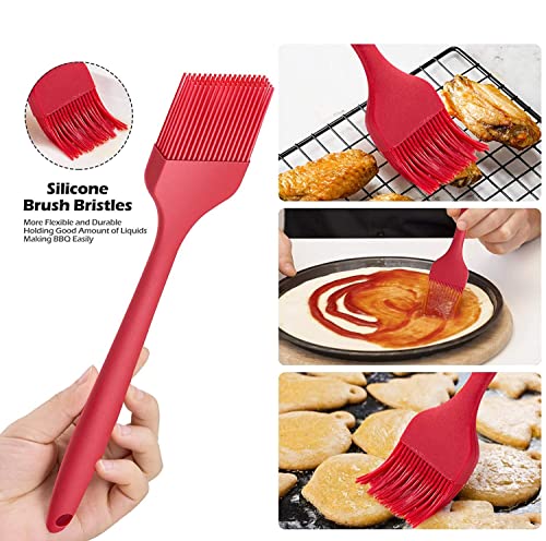 10" Silicone Pastry Basting BIG SIZE Brushes Heat Resistant BPA Free for BBQ Grill Barbecue & Kitchen Baking Cooking Marinating Oil Brushes Soft Bristles Long Handle (3 count)