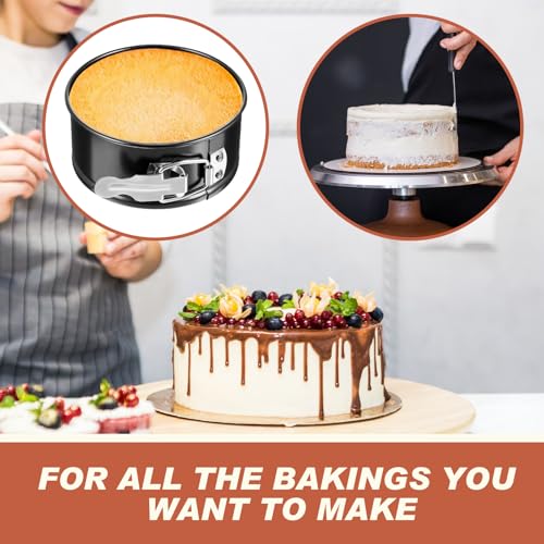 4 Pcs 4 Inch Non Stick Springform Pan with Removable Bottom Carbon Steel Round Springform Cheesecake Pan with Stainless Steel Spring Buckles for Baking Kitchens Restaurant (4 Count)