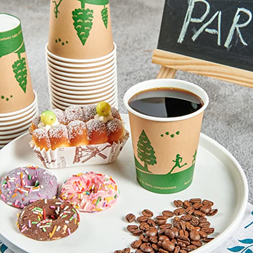8 oz Compostable Paper Coffee Cups with PLA Lined