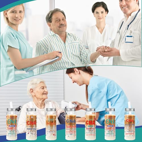 24 Pcs CNA Week Appreciation Gifts 14.2oz Certified Nursing Assistant Thank You Tumbler Cups with Lids and Straws Bulk Happy CNA Week Party Favors Medical Assistant Nursing Student Gifts (24 Count)