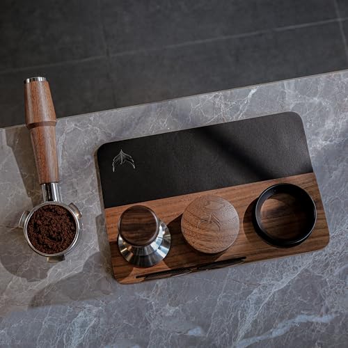 58mm Espresso Tamping Mat Walnut and Leather