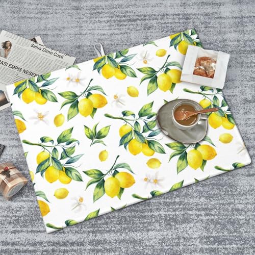 Tropical Lemon Leaves Dish Drying Mat