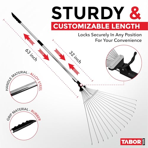 J16A Adjustable Metal Leaf Rake with Expandable Head 8