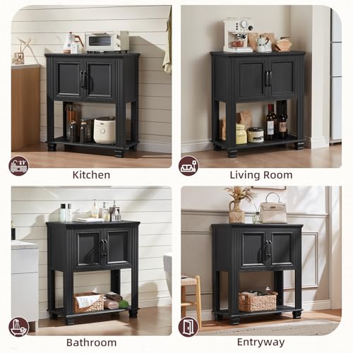Farmhouse Coffee Bar Cabinet with Open Shelf