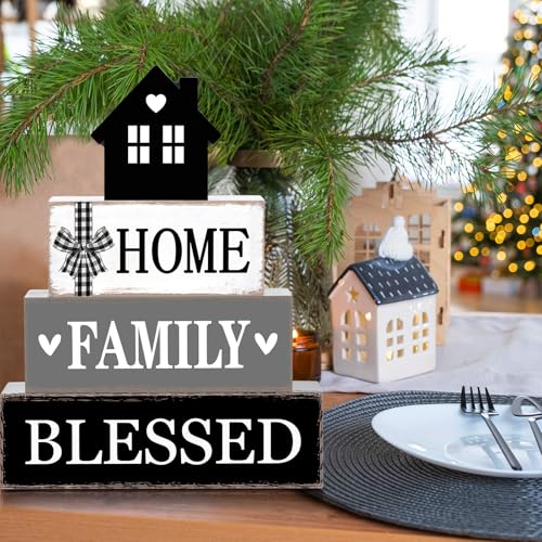 4 Pcs Farmhouse Table Decoration Rustic Sign Block (4 Count)
