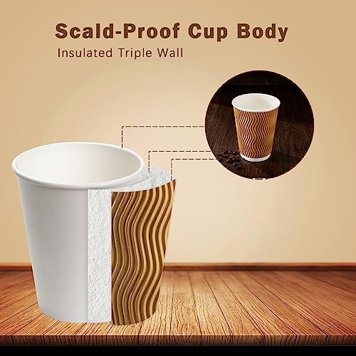 150 Pack 8 oz Disposable Paper Coffee Cups Insulated Champagne (150 Count)