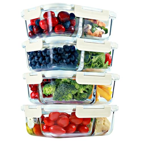 Glass Meal Prep Containers 2 & 3 Compartments Leak (4 Count)