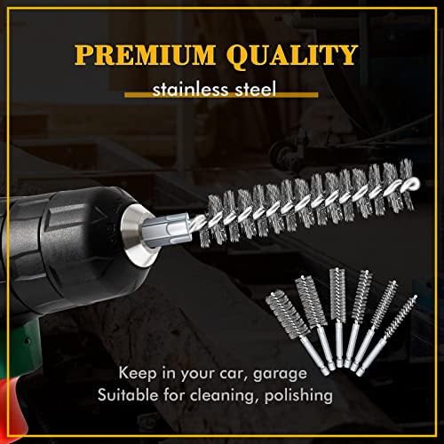 24 Pieces Bore Brush for Drill Wire Bore Brush Set Wire Cleaning Set Stainless Steel Cleaning for Power Drill Impact Driver