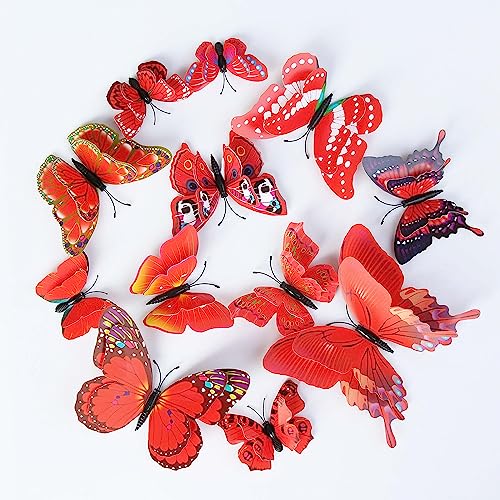 3D Butterfly Wall Decor Butterfly Decorations Stickers with Magnets (24 Count)