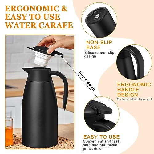 2 Pcs Thermal Coffee Carafe Insulated Stainless Steel Coffee Carafe for Hot Liquid Vacuum Thermal Pot Creamer Pitcher Dispenser with Brushes Keeping Hot Water Milk (2 Count)