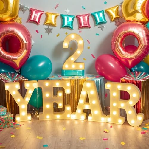 Rechargeable LED Letter Lights Sign Marquee Light Up Letters Sign for Night Light Wedding (2 Count)