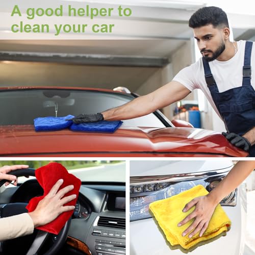 30 Pcs 16 x 16 Inch Edgeless Microfiber Plush Towels for Cars Detailing Drying Wash Polishing Absorbent Cleaning Cloths