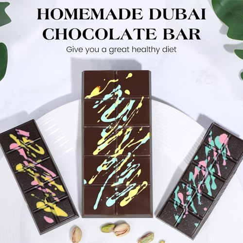 2 Pcs Chocolate Bar Mold Deep Dubai 0.85 Inch Stuffed Chocolate Molds Silicone Large Break Apart Silicone Molds (2 Count)
