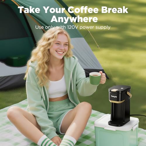 Mini Single Serve Coffee Maker for K Cups and Grounds with Handle