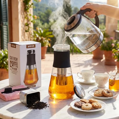 54oz Glass Coffee Maker & Pitcher for Iced Tea & Fruit Infusions (56 Ounce)