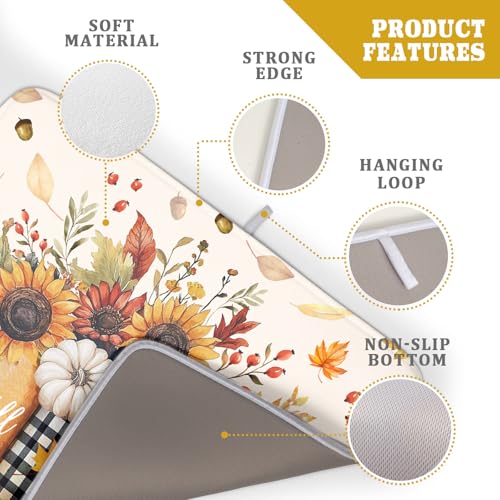Autumn Sunflowers Vase Dish Drying Mat for Kitchen Counter