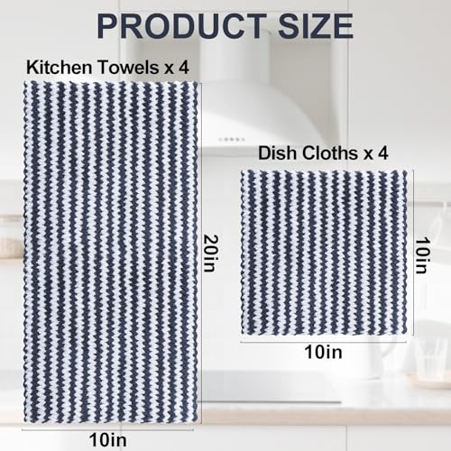 8 Pack Kitchen Towels and Dishcloths Set (8 Count)