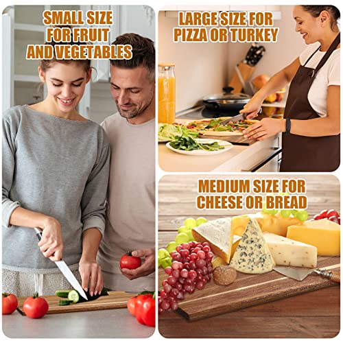 12 Packs Wooden Cutting Board Set with Handles Large Kitchen Serving Plain Chopping Board Bulk Gifts for Mom for Vegetables Meat Pizza Cheese Fruit Bread (12 Count)