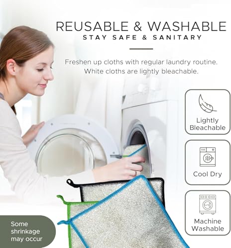 Dishcloths Kitchen Dishrag Cleaning Scrub Reusable 3pk 6x7in
