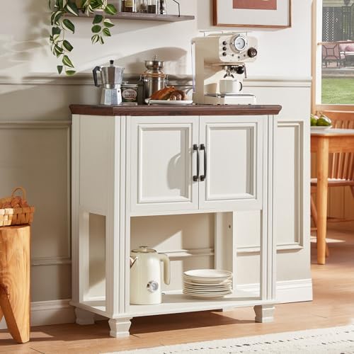 Farmhouse Coffee Bar Cabinet with Open Shelf