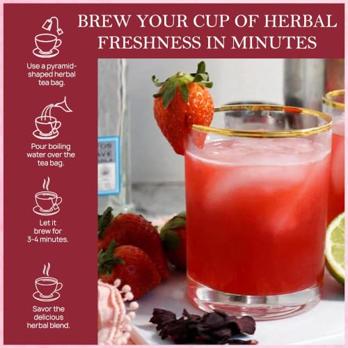 Strawberry Hibiscus Herbal Tea Loose Leaf 100gm (3.53 Ounce)