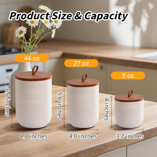Food Storage Jar Strong Ceramic Canisters With Airtight Wooden Lid 44 oz
