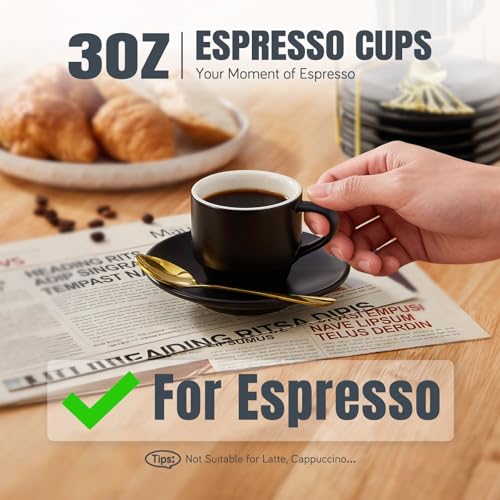 Porcelain 3 Ounce Espresso Cups Set of 6 (6 Count)