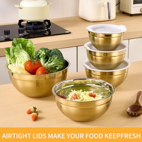 Gold Mixing Bowls With Airtight Lids