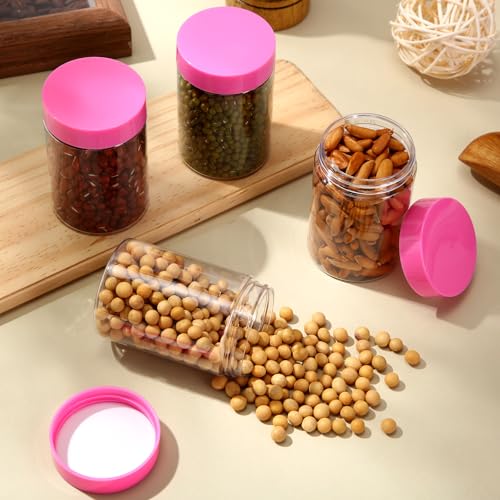 4 Pcs Plastic Jars Wide Mouth with Lids (4 Count)