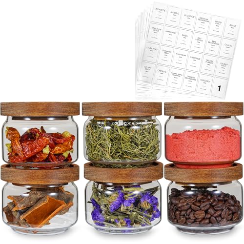 Glass Spice Jar Coffee Sugar Container Airtight Glass Jar Food Storage Canisters Bottle for Kitchen Seasoning Tea Herb Overnight Oats Bar Parfait Snacks