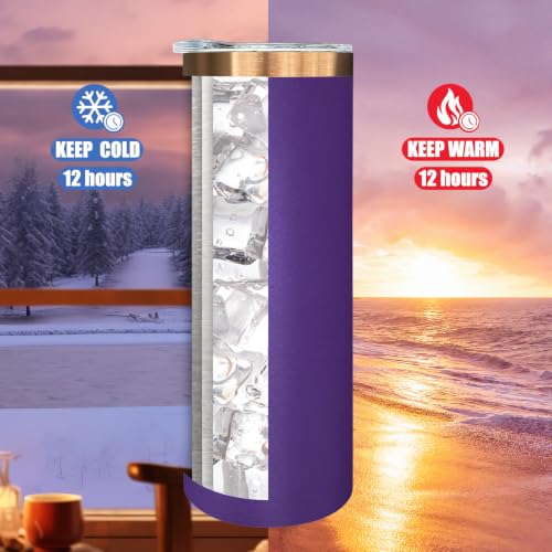 20 oz Skinny Tumblers Bulk with Lids and Straws Purple (4 Count)