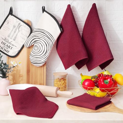 100% Cotton Waffle Weave Kitchen Dish Cloths 6 (6 Count)