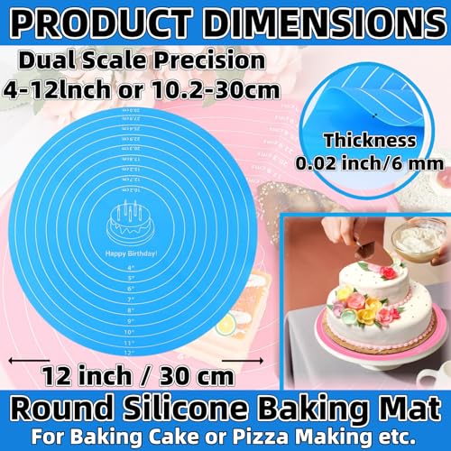 Silicone Baking Mat Cake Mat Silicone Cake Mat Silicone Baking Mat with Measurements for CakeTurntable Stand Non