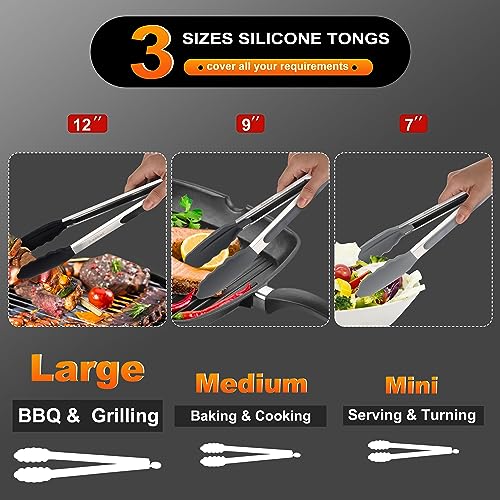 Non Stick Silicone Locking Tong Set of 3 (3 Count)