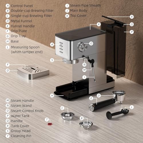 CM8032SH Essential Stainless Steel Espresso Machine with Steam Wand